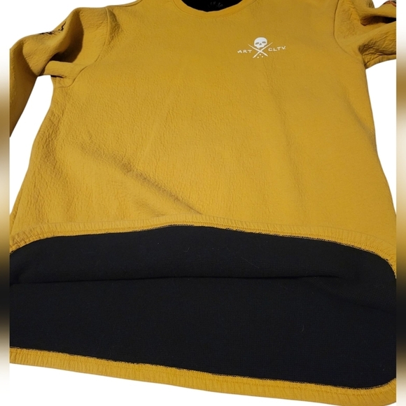 Sullen Art Collective Torched Tatoo Thermal Yellow Gold Sweatshirt Skulls Fire - Picture 10 of 13